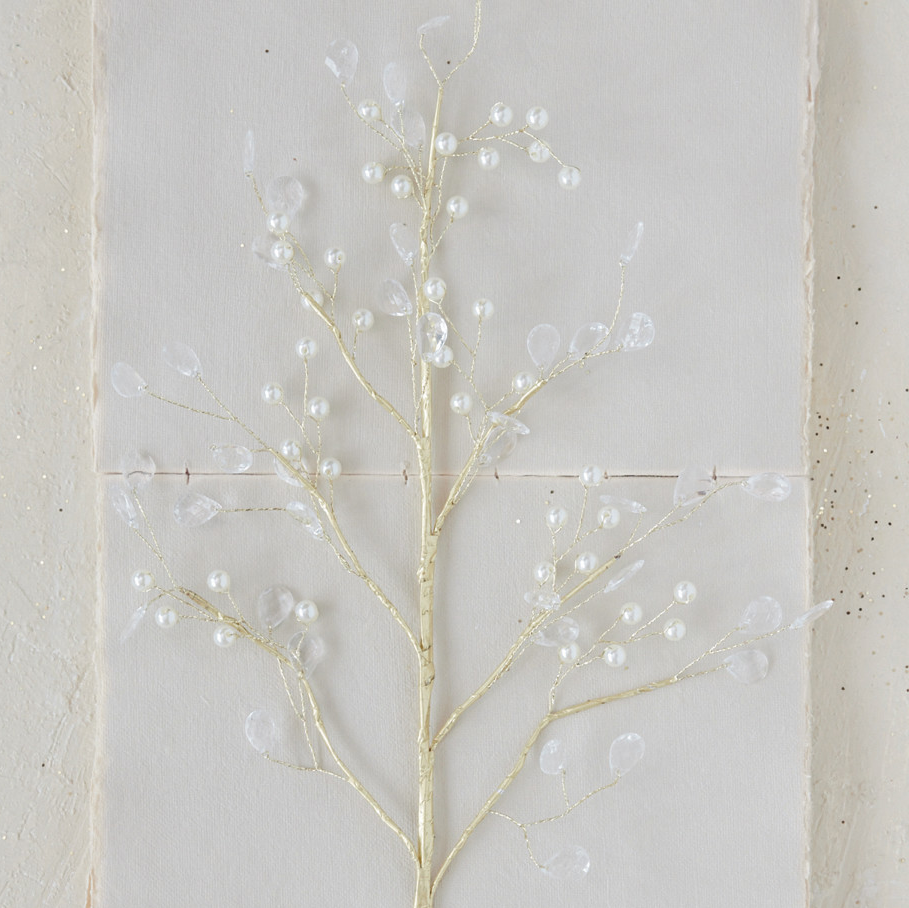 Pearl & Acrylic Jewel Stem, Gold