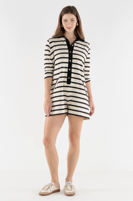 Hudson Romper - Cafe Stripe