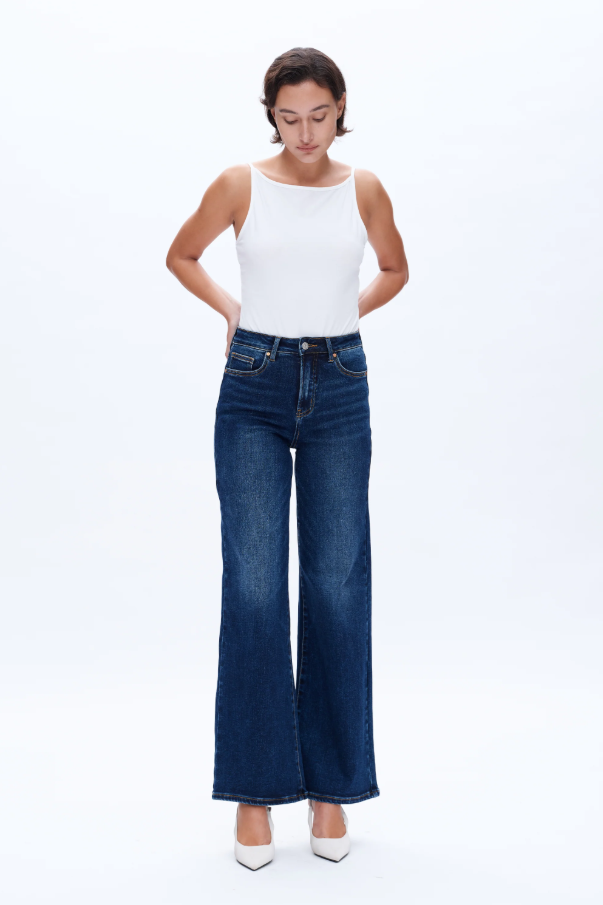 Linda High-Rise Wide Leg Jeans, Deep Sea
