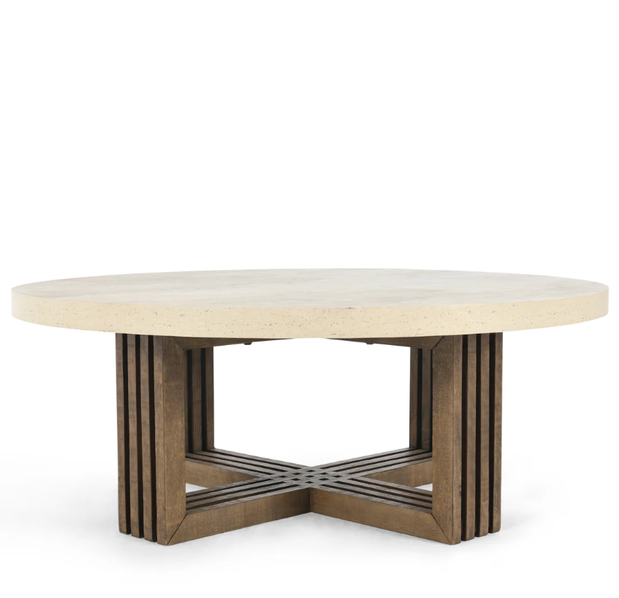 Aspen Reclaimed Pine Round Coffee Table - Thumbnail 2