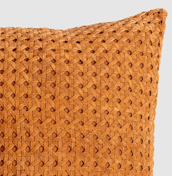 Rattan Suede Pillow, Cognac - 13 Hub Lane   |  