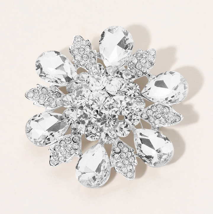 Floral Glass Stone Brooch