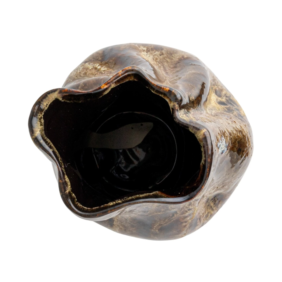 Hand-Painted Stoneware Organic Shaped Vase - Thumbnail 3