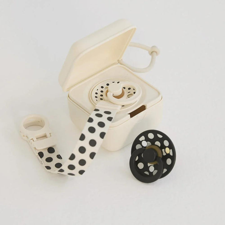 STUDIO Pacifier Box Polka, Ivory/Black