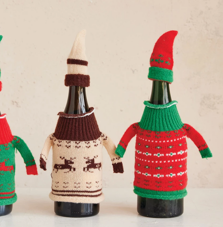 Knit Fabric Hat & Sweater Bottle Topper - 13 Hub Lane   |  