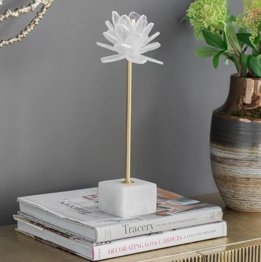 Selenite Stone Flower Candle Holder - 13 Hub Lane   |  