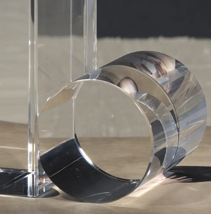 Rolled Crystal Bookends, Clear - 13 Hub Lane   |  Glass Bookends