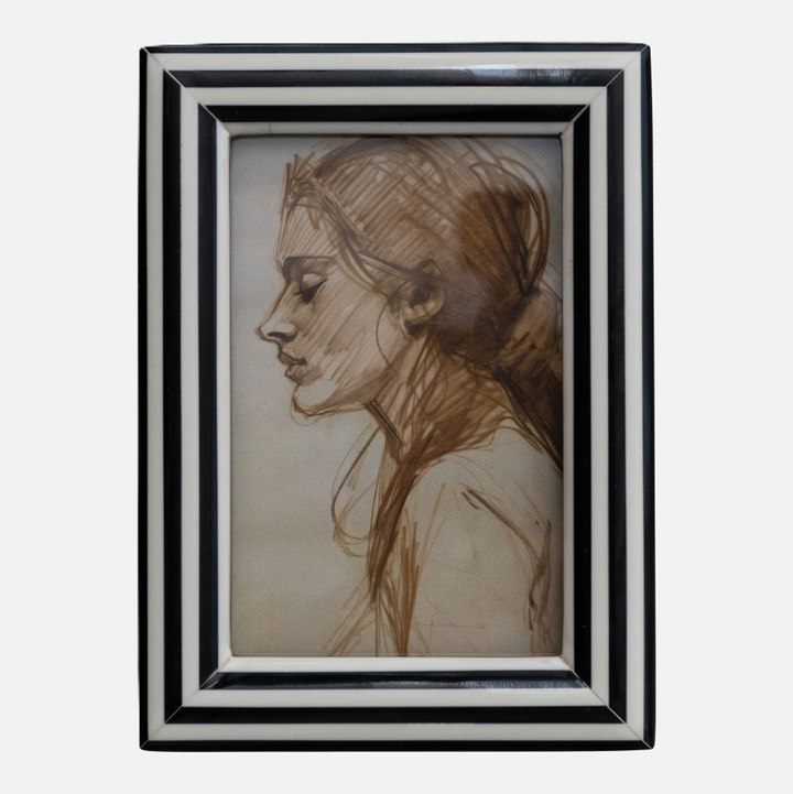 Resin Striped Photo Frame, Black & White - 13 Hub Lane   |  