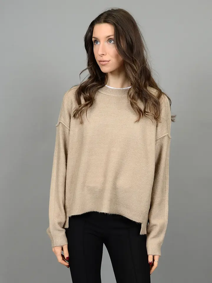 Sanjana Long Sleeve Crew Neck Pullover, Dune