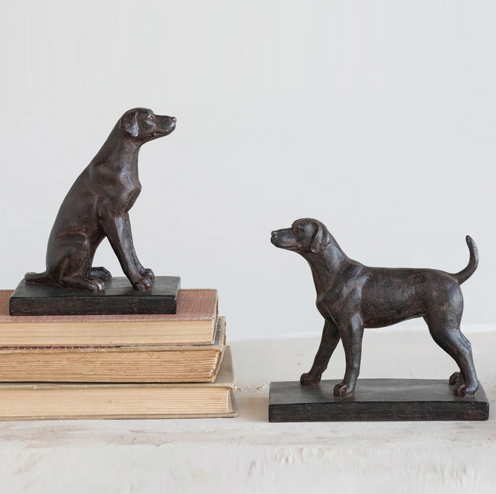 Resin Dog Bookend, Black