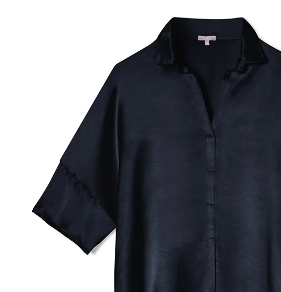 PJ Harlow Fran Satin Top with Collar - 13 Hub Lane   |  PJ Tops