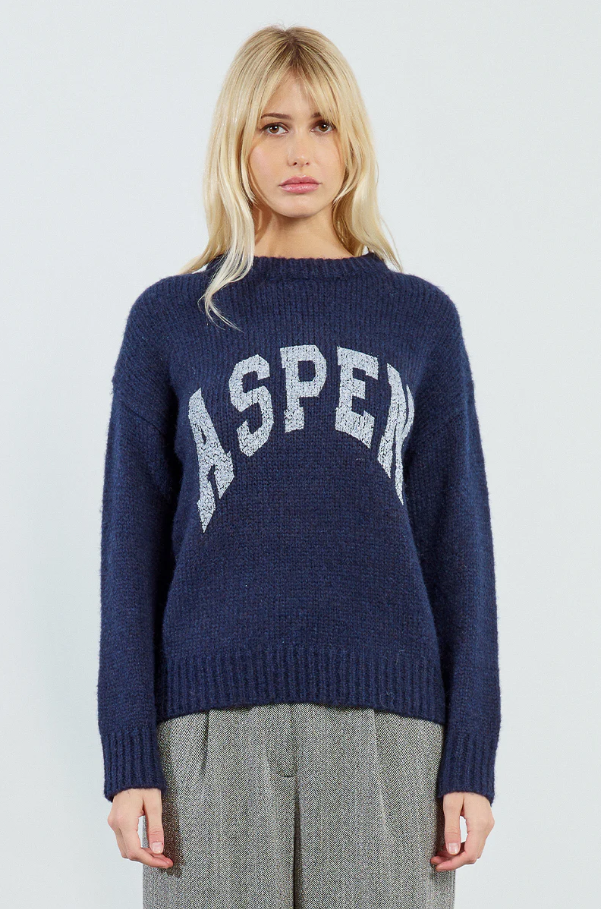 Aspen Sweater, Navy Blue - 13 Hub Lane   |  Crewneck Sweaters
