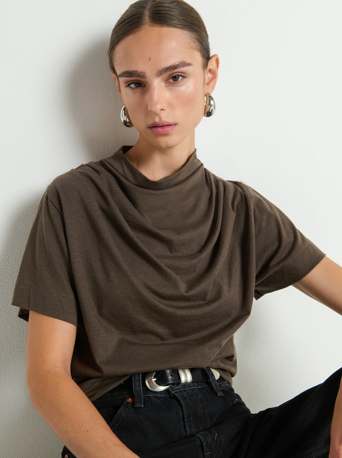 Nation LTD Daryl Cowlneck Tee, Espresso - 13 Hub Lane   |  Cowl Neck Tees