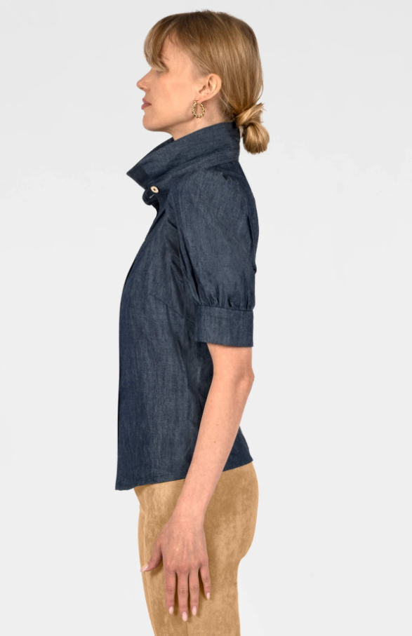 Puff Sleeve Top, Chambray