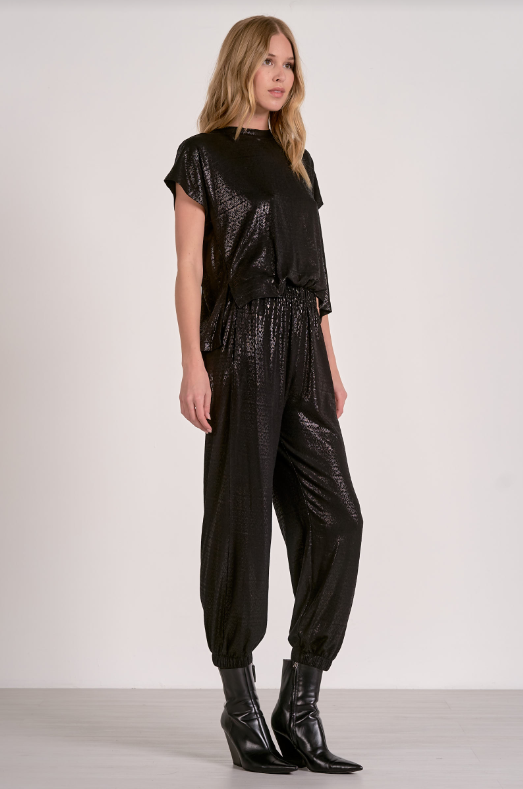 Shimmer T-Shirt Jumpsuit, Black