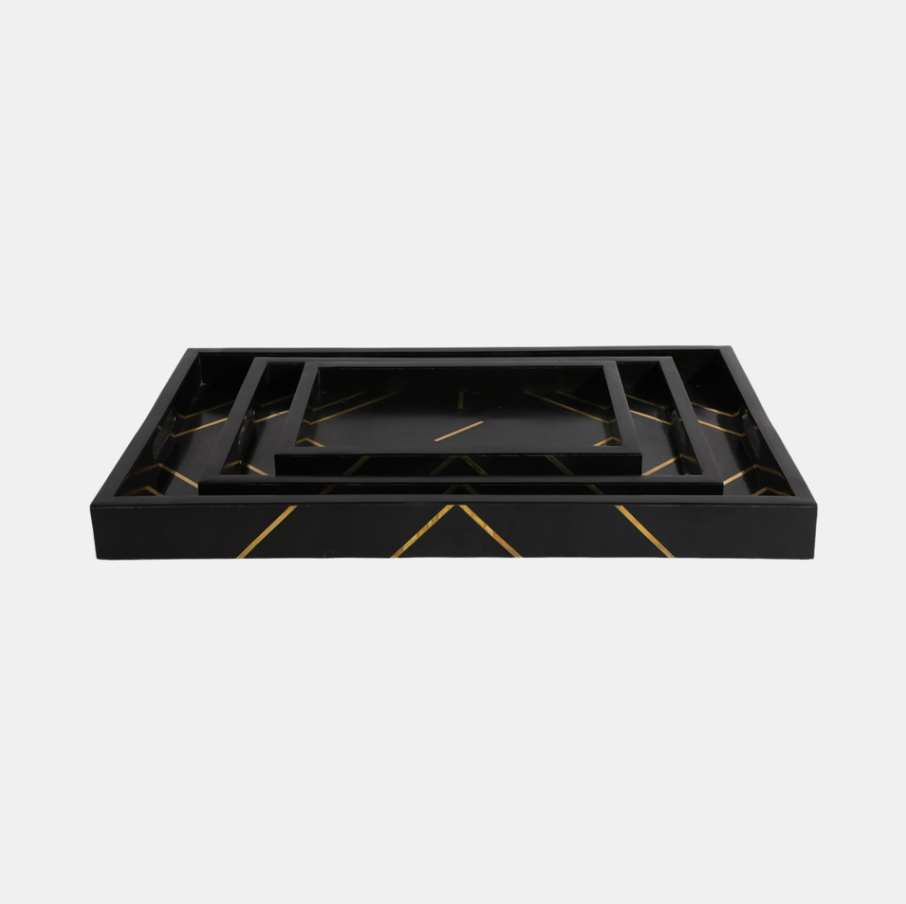 Resin Brass Inlay Rectangle Tray - Thumbnail 2