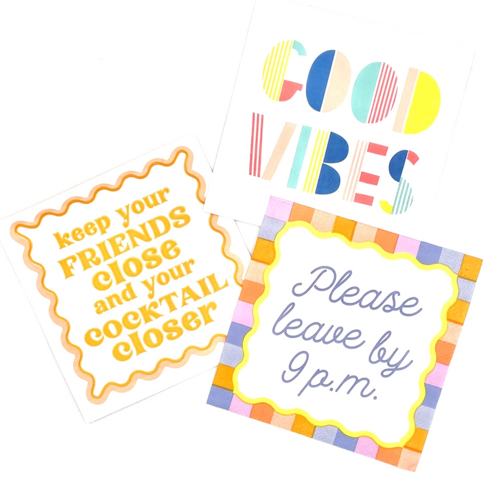 Keep Your Friends Close Cocktail Napkins - 13 Hub Lane   |  Funny Cocktail Napkins