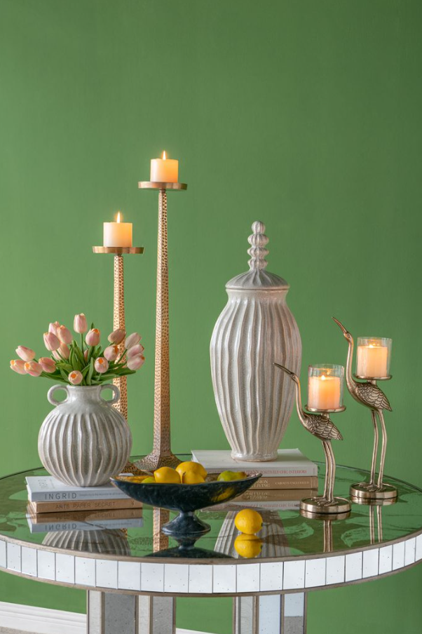 Gold Crane Candle Holder - 13 Hub Lane   |  Metal Candle Holders