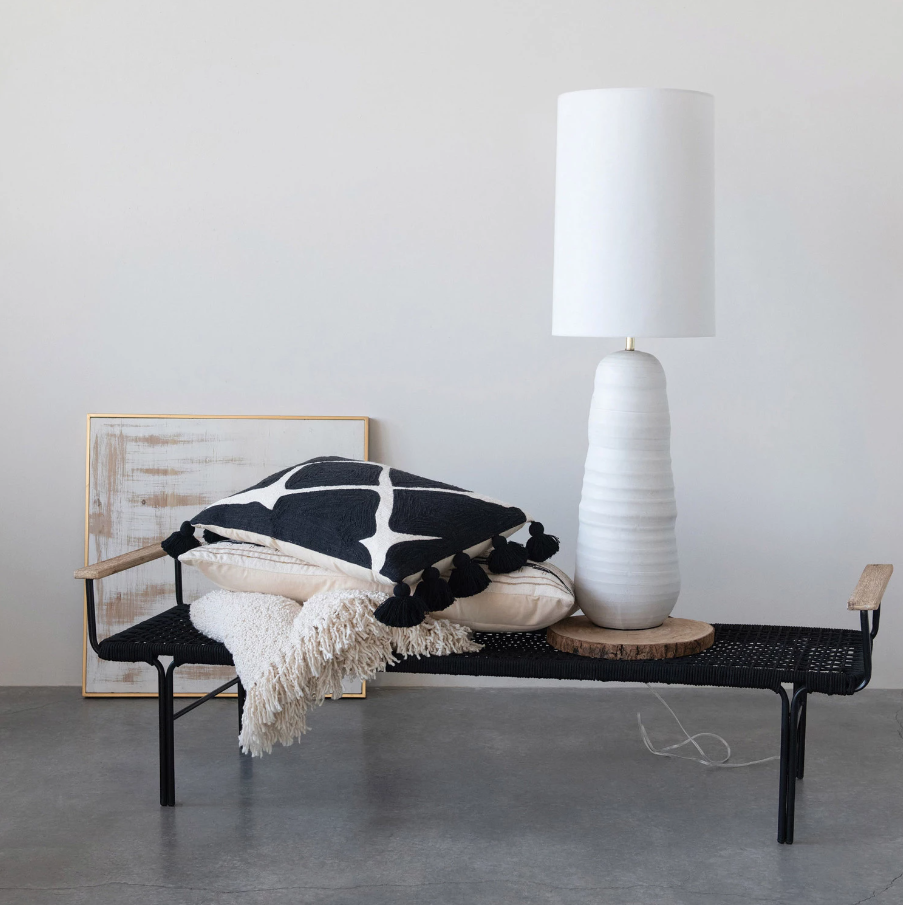 Matte White Stoneware Floor/Table Lamp - Thumbnail 4