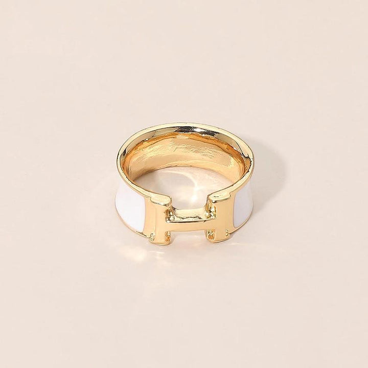 Letter H Accent Enamel Scarf Ring