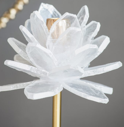 Selenite Stone Flower Candle Holder - 13 Hub Lane   |  