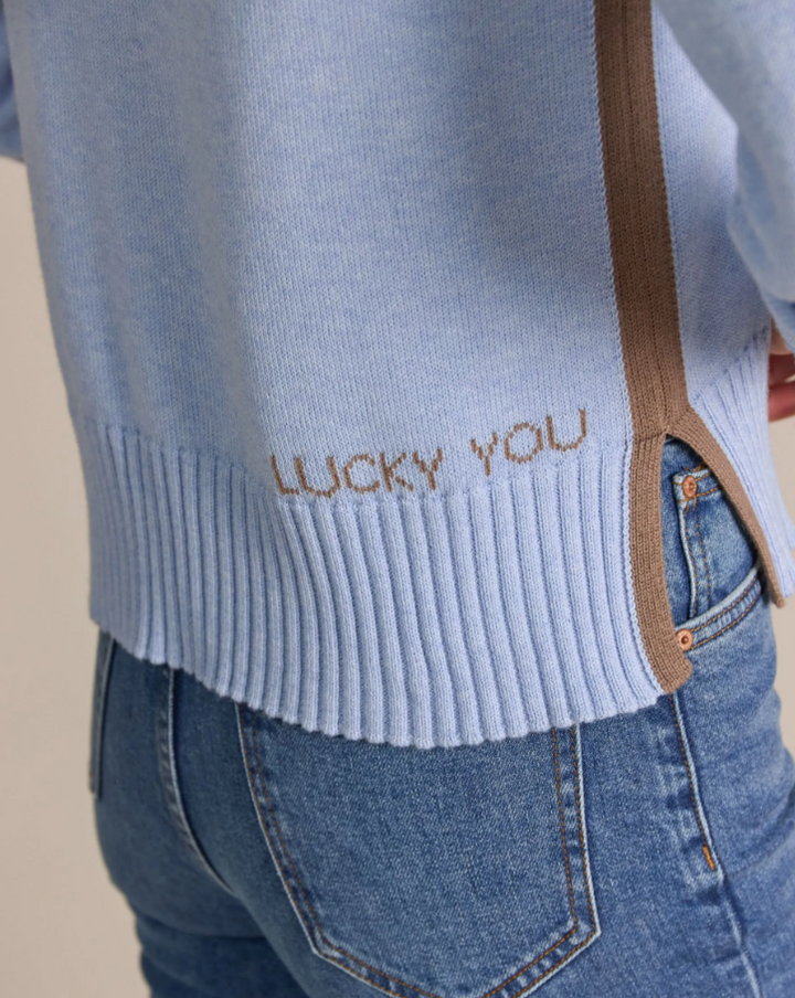Cotton Cashmere Horseshoe Crew, Weekend Blue