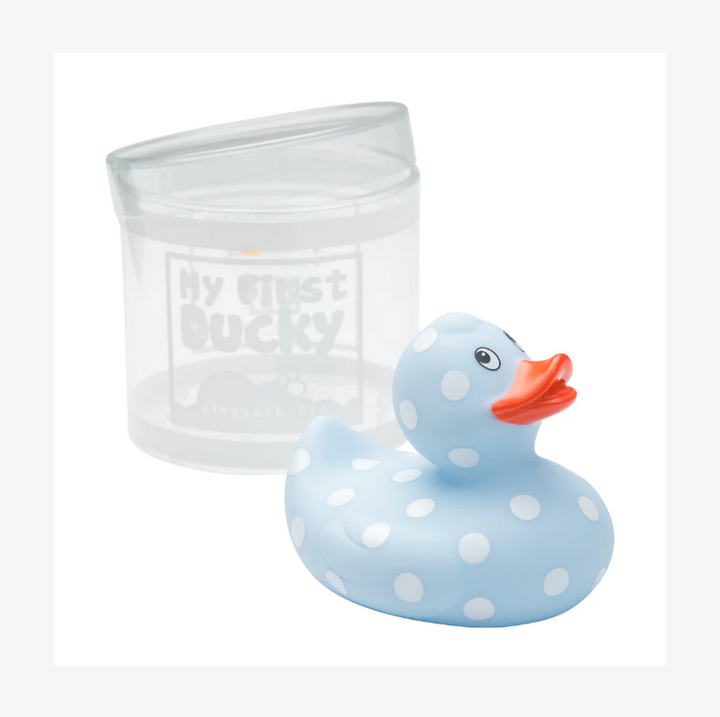 Blue Polka Dot Rubber Duckie