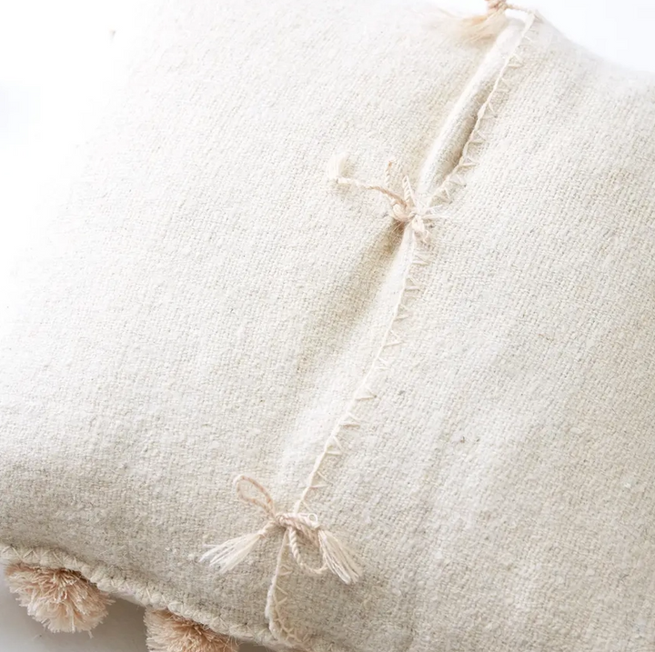 Ula Pom Pom Pillow - Natural - 13 Hub Lane   |  Wool Pillows