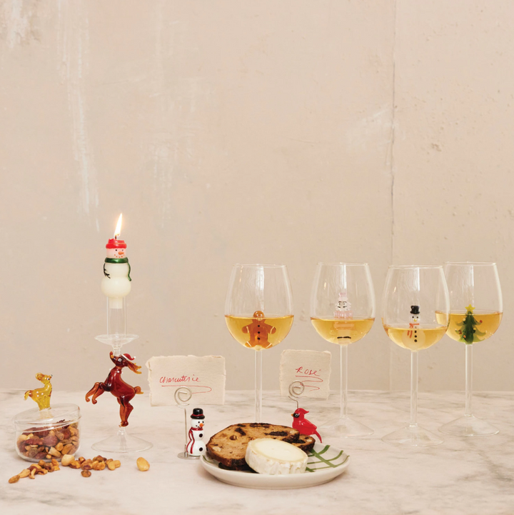 16oz. Holiday Figure Stemmed Wine Glass - 13 Hub Lane   |  Wine Glasses