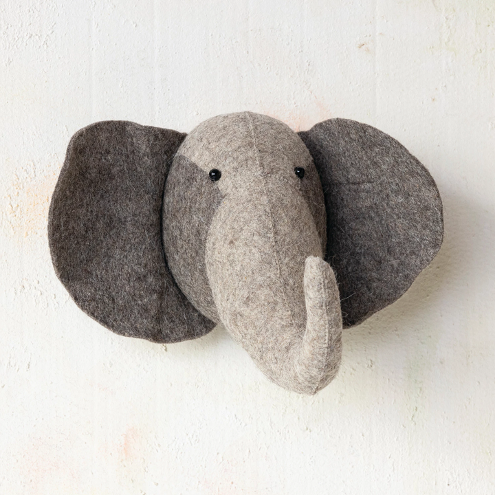 Handmade Wool Felt Elephant Head Wall Décor