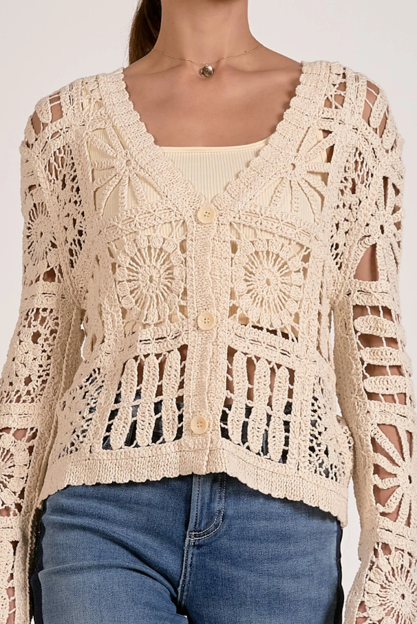 Crochet Cardigan, Natural - 13 Hub Lane   |  