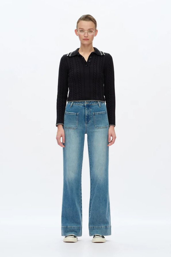 High Rise Wide Leg Jeans, Medium Blue