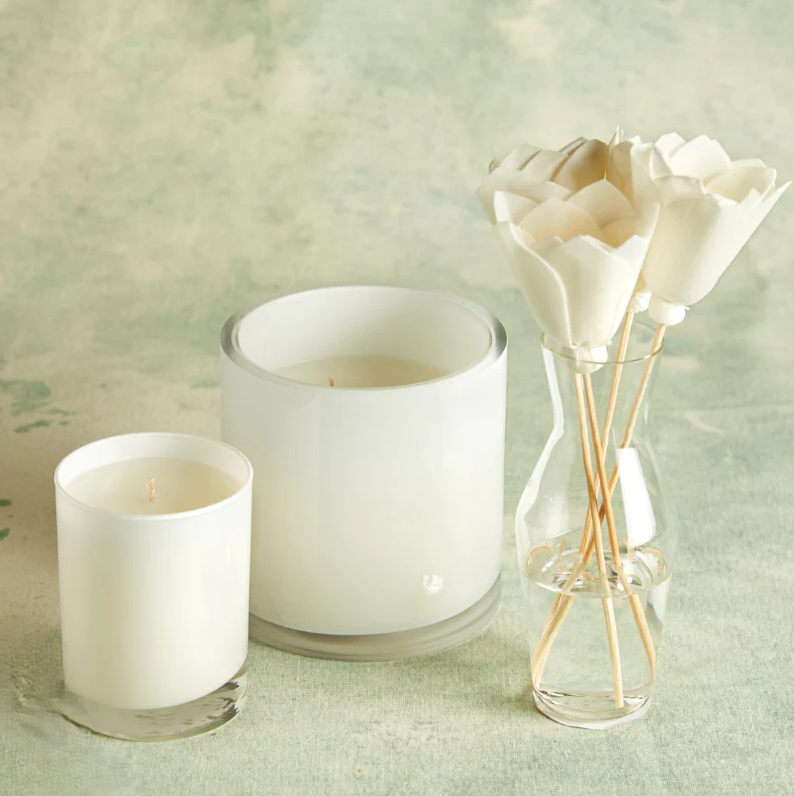 B's Knees 2-Wick White Glass Candle