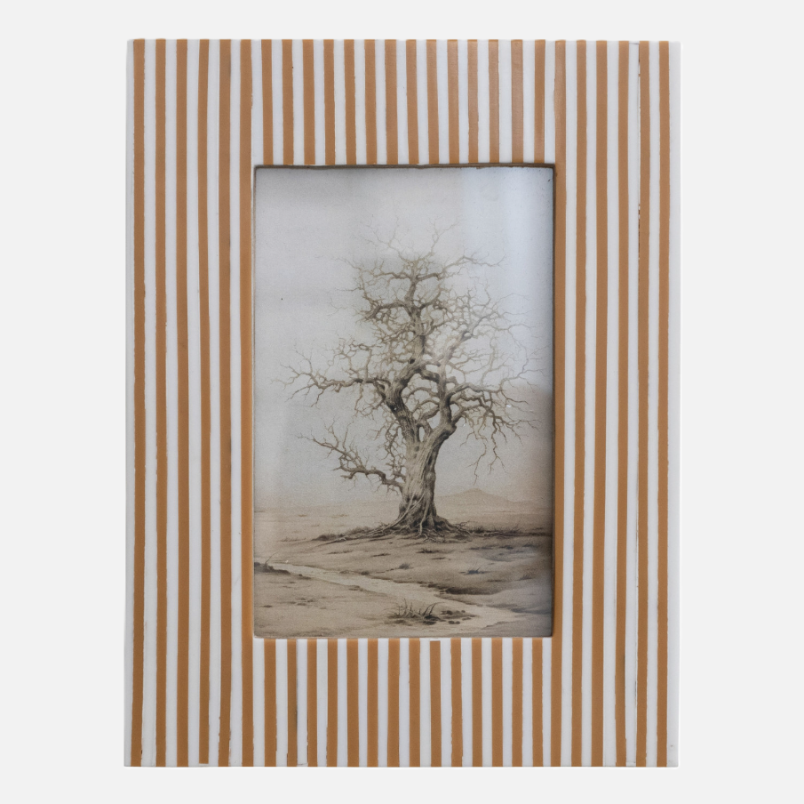 Resin Striped Photo Frame, White & Caramel - 13 Hub Lane   |  