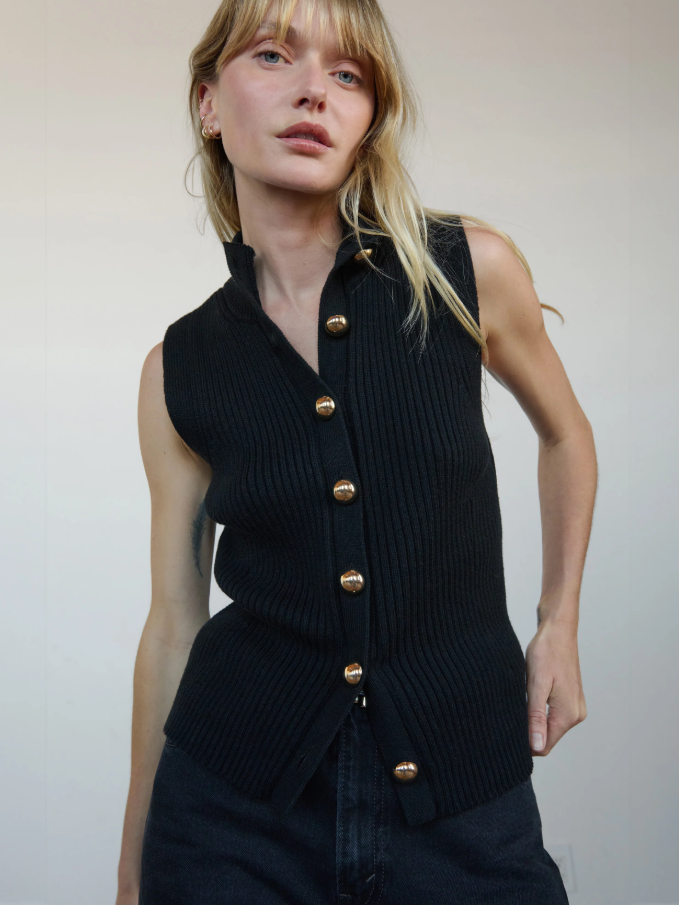 Nation LTD Ira Sweater Vest, Jet Black - 13 Hub Lane   |  Sweater Vests