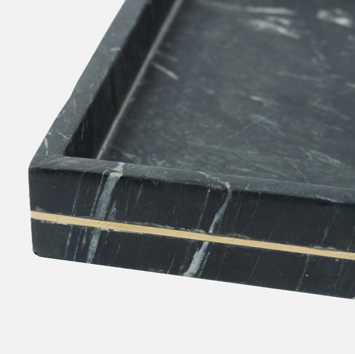 Marble Tray w/ Brass Inlay