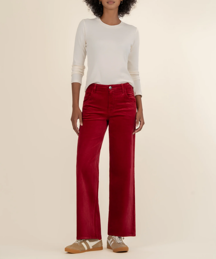 Kut From The Kloth Jean Velveteen High Rise Flare, Red