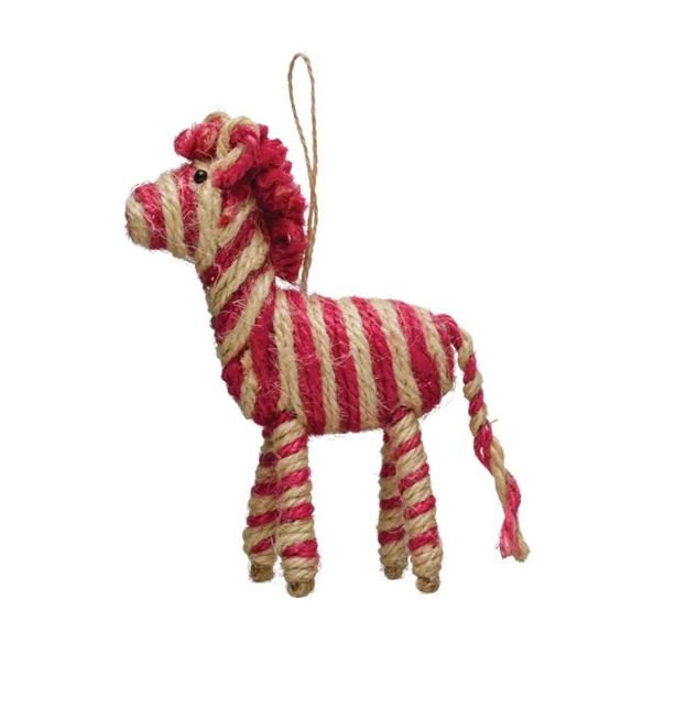 Handmade Jute Zebra - 13 Hub Lane   |  Animal Ornaments