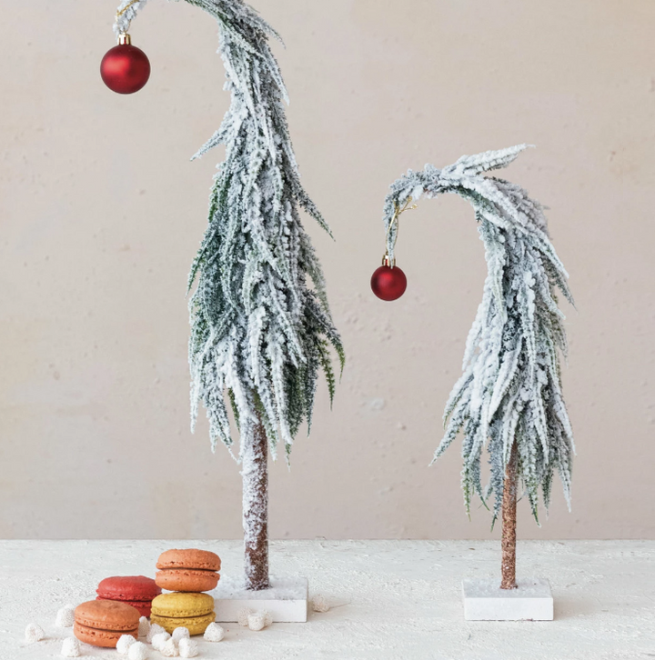 Leaning Evergreen w/ Red Ball Ornament