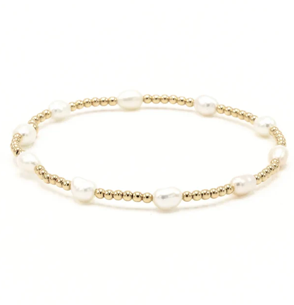 Petite Patterned Rice Pearl Beaded Bracelet