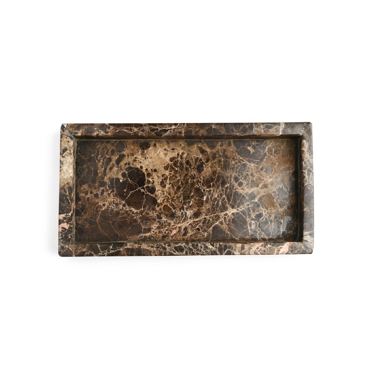Brown Emperador Tank Tray - 13 Hub Lane   |  Marble Trays