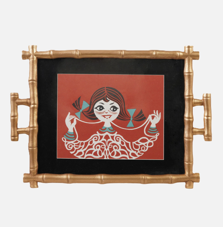 Faux Bamboo Tray Frame, Antique Gold