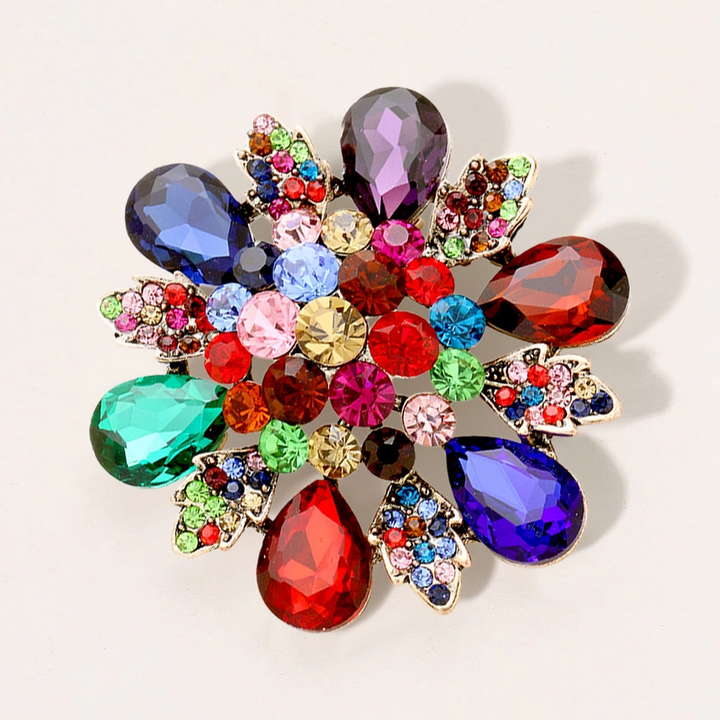 Floral Glass Stone Brooch