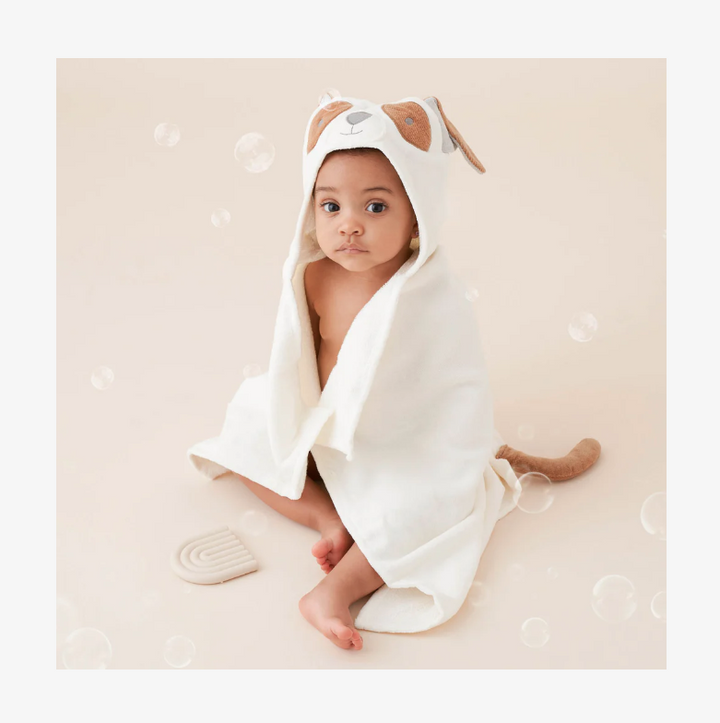 Tan Puppy Hooded Baby Bath Wrap