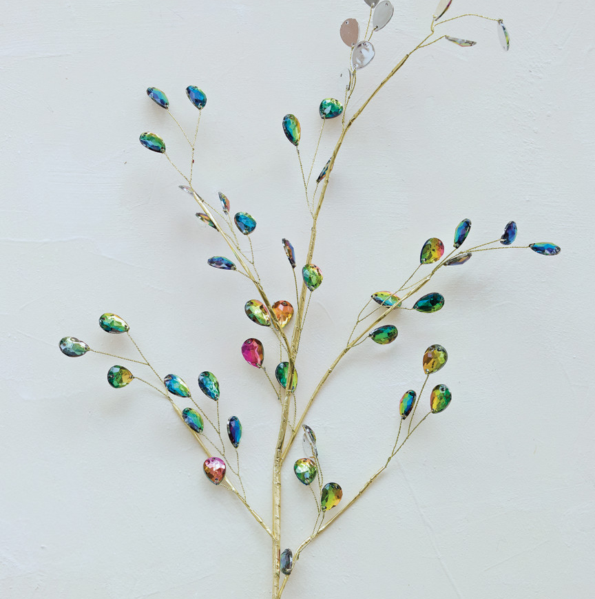 Iridescent Acrylic Jewel Spray, Gold