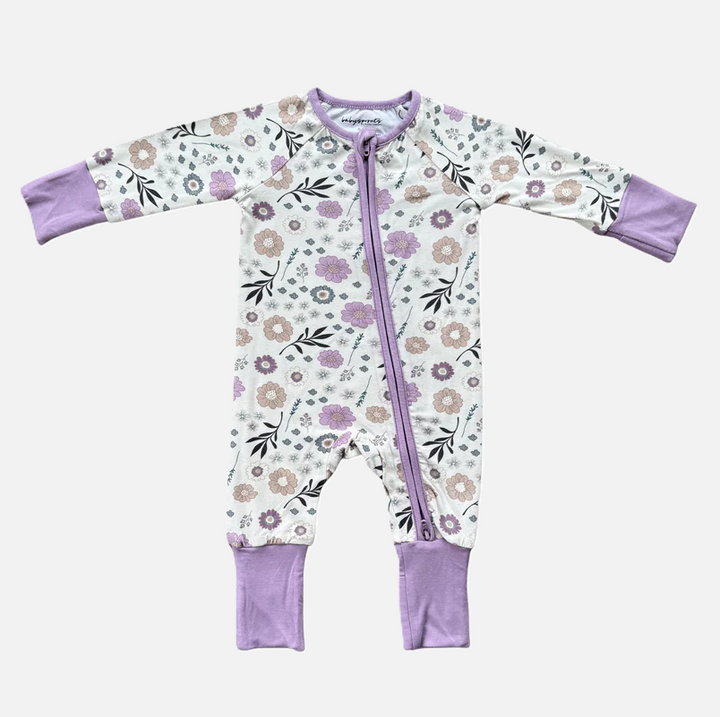 Long Sleeve Zip Romper, Winter Floral - 13 Hub Lane   |  Rompers