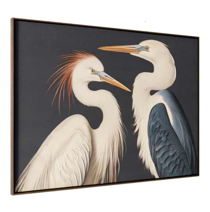 Two Cranes Framed Painting - 13 Hub Lane   |  Canvas Art