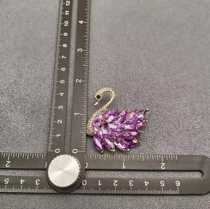 Sparkling Glass Swan Brooch - 13 Hub Lane   |  Brooches