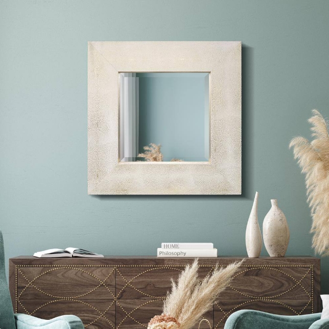 13 Hub Lane Shagreen Leather Mirror - Thumbnail 3