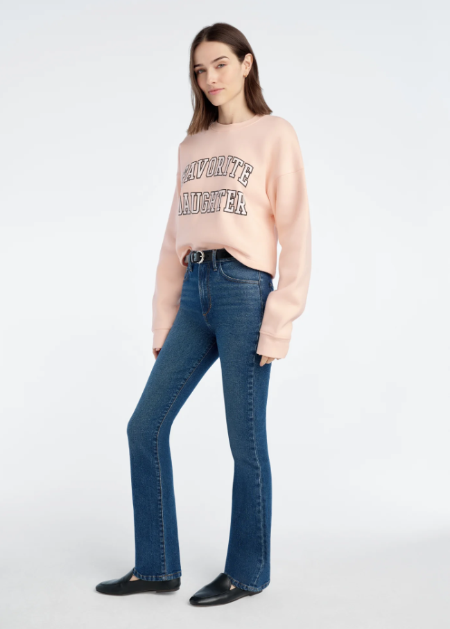 Favorite Daughter Cropped Collegiate Hoodie, Pale Pink & White - 13 Hub Lane   |  Cropped Sweatshirts